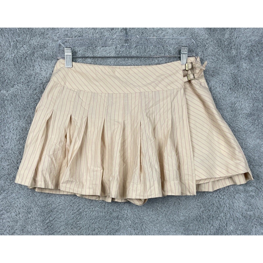 Zara Skort Womens Medium Yellow Pink Stripe Tennis Core Athleisure Pleated